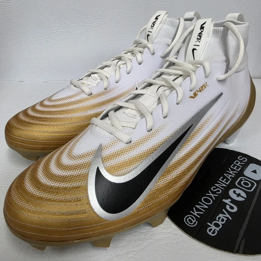 Nike Vapor Pro 1 White Gold Football Cleats FB3298-103 Men's Size 12.5